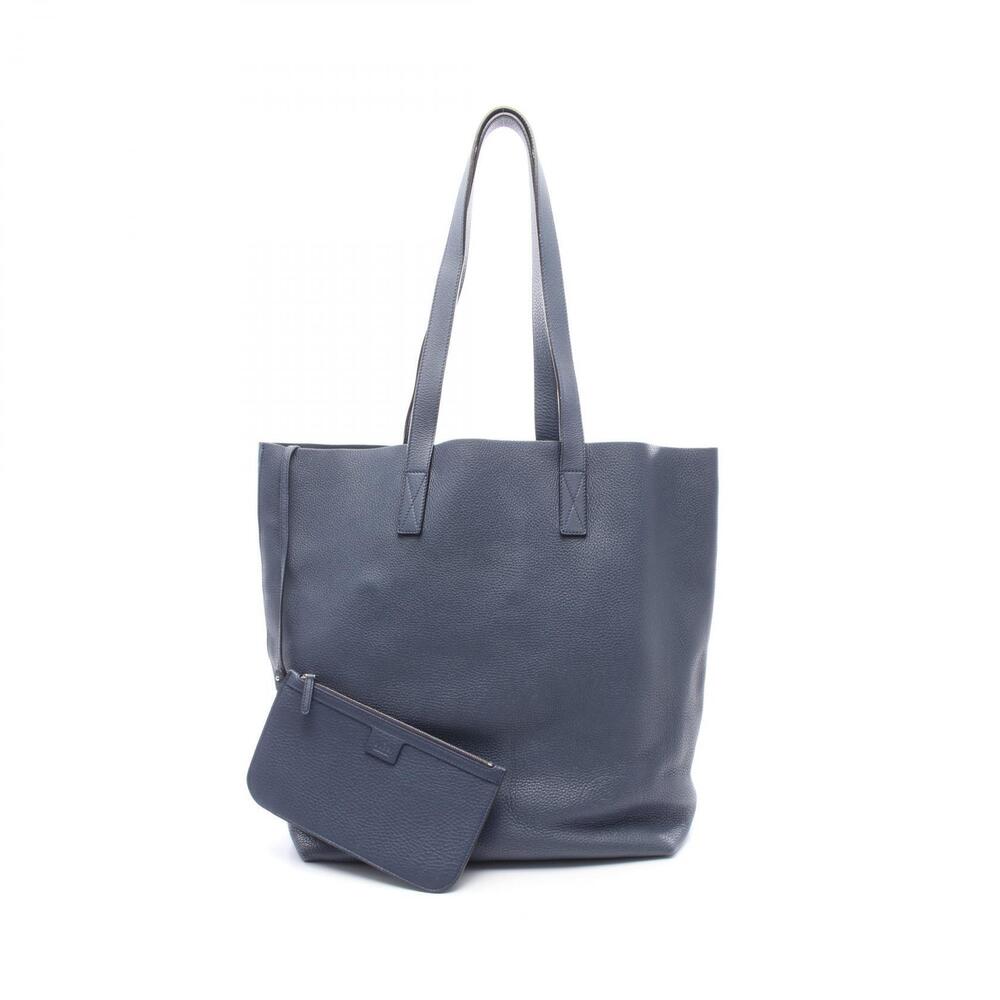 Gucci navy blue pebbled leather tote bag dual shoulder straps
